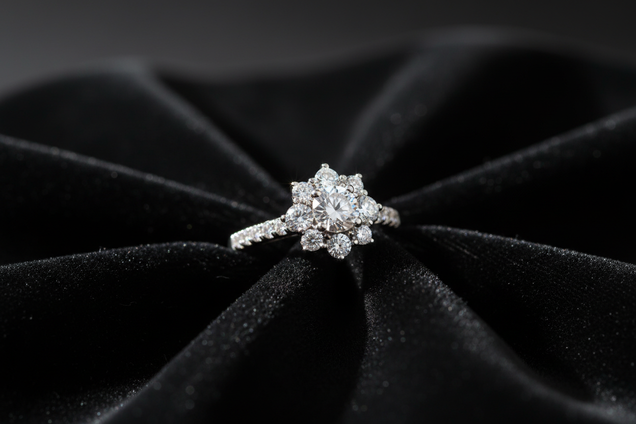 Anello in argento con diamanti