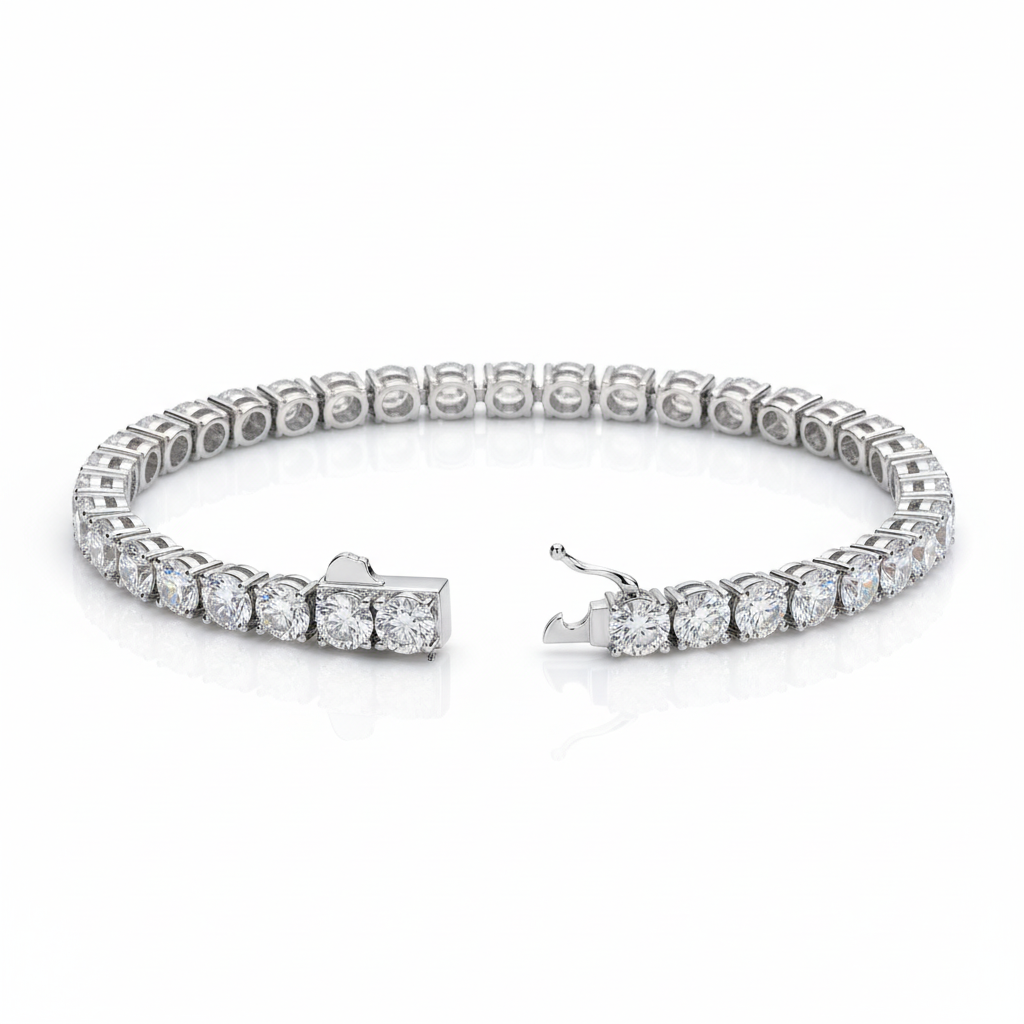 Moissanite tennis bracelet on white background