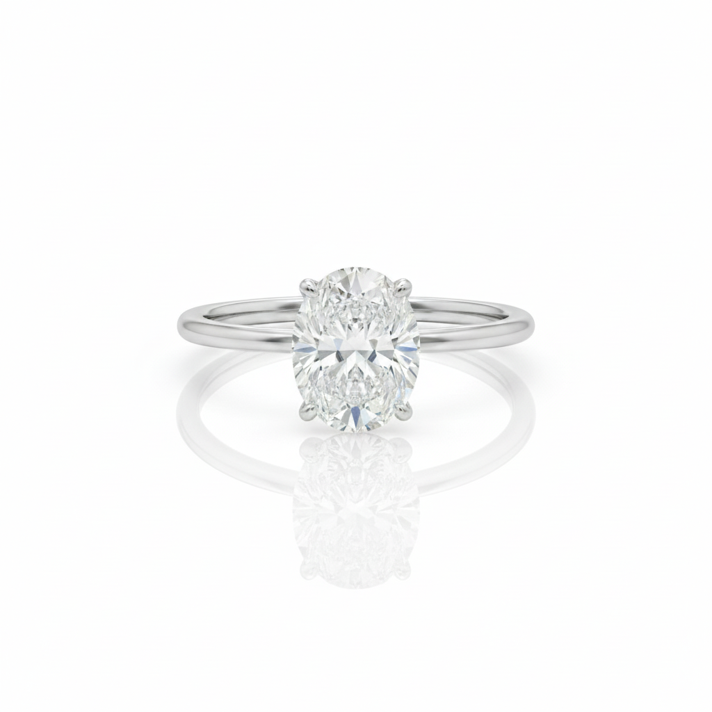 Oval solitaire ring - same position with pure white background