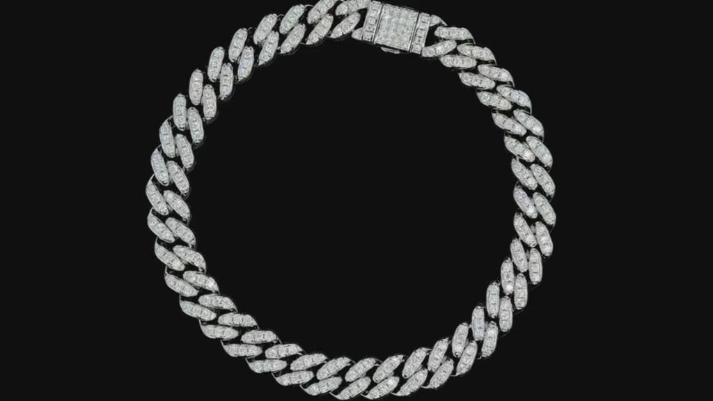 Moissanite Cuban Bracelet – 1.2mm/1.5mm/2mm | D-Color Stones, 925 Sterling Silver